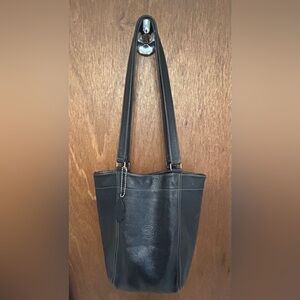 Roots Black Leather Tote Shoulder Bag